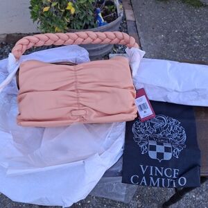 Vince Camuto Mirna-S Peach/ Pink Shoulderbag with Braided Handle.